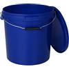 BenBow Secchio con coperchio, 30 l, blu, 10 x 30 litri, per alimenti, stabile, ermetico, a prova di perdite, inodore, contenitore in plastica, con manico in metallo, vuoto