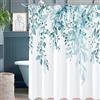 Hopomoon Set di tende da doccia in stile nordico, stampa floreale blu con foglie, tessuto spesso in poliestere impermeabile, 200 x 180 cm, per un aggiornamento rinfrescante del bagno