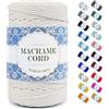 Uiopa Corda Macrame, Filo Macrame Corda Cotone, 4 Fili Cordoncino Cotone Spago Colorata, Cordino per Borse Uncinetto Arazzo da Parete Artigianato Fai Da Te Appendini per Piante