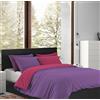 IlGruppone Copripiumino 100% Cotone Matrimoniale Double Face Made In Italy Bicolore Sacco e Federe Due Piazze Set Letto (Fragola - Viola)