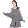 STJDM Camicia da Notte,Pigiama da Donna Set di Grandi Dimensioni in Cotone Elasticizzato Comodo Abito da casa Pigiama Estivo 7XL Grigio Scuro