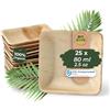 BIOZOYG 25x Piattini per Dipping in Foglia di Palma 80 ml Quadrati - Mini Ciotoline per Finger Food, Monouso - Piccole Ciotole per Salse, Salse e Condimenti