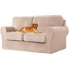 UNBBRRL Copridivano Ektorp Copri Divano in Velluto, Rivestimento Individuale del Cuscino E dello Schienale Salvadivano Lavabile Mobili Protector (Cachi,Grande 2 posti 5 pz)