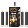 Novaliv Candele LED con timer, colore grigio, 8 pezzi, per interni, 6 ore, vera cera, 15 cm, altezza per candele, diametro 2,2 cm, 2 batterie AAA necessarie, candele LED, set da 4 pezzi, grigio (due volte),