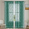 Whakano 2 Pezzi Tende Decorative in Pizzo, Tende con Motivo Floreale Traslucide Oscuranti per Cucina Soggiorno Tenda Decorativa Ariosa per Camera da Letto, Decorazione Casa, Verde, L100xA250cm