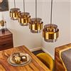 hofstein Lampada a sospensione Traak, lampada a soffitto a 4 luci in metallo in nero/ottone con paralumi in vetro fumé, lampada a sospensione moderna, 4 x E27, altezza massima 116 cm, senza lampadina/e