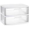 Acan Tradineur - Cassettiera organizzativa "Nilo" - Ideale per la casa o l'ufficio - Realizzata in plastica - 2 cassetti traslucidi - 41,5 x 56 x 40 cm - Colore bianco