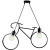 Partenopea Lampadario a Sospensione Stile Moderno minimal con forma Bici di Bicicletta 2 attacchi Per Lampadine E27 da Camera Cucina Salone Locali Bar B&B (Nero, Luce Bianca Fredda)