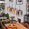 hofstein Lampada a sospensione Lauden in metallo/vetro in nero/ambra/fumo/trasparente, design retrò/vintage con ombrelli in vetro (Ø 25 cm), altezza max. 147 cm, 4 lampadine E27, senza lampadina