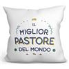 Mugffins Cuscino PASTORE uomo - In italiano - Miglior del Mondo - Idee Regali Divertenti Laurea Compleanno - Rivestimento e Imbottitura (40x40 cm). Tatto Cotone