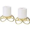 Edzard Set di 2 portacandele Bastia (altezza 3 cm, ø 10,5 cm), color oro, nichelato, per candele a colonna ø 6 cm
