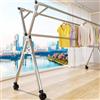 EUPXRHY Grande Stendibiancheria Retrattile con Ruote bloccabili, 3 Bar Stendino Salvaspazio Richiudibile,140 cm di Altezza, Acciaio Inox, Stendino da Balcone per Interni ed Esterni,Without shoe support,200cm