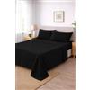 Corredocasa Completo Letto Lenzuola in Cotone, Qualità Made in Italy - PURO COTONE 100% Morbido e Traspirante in ogni Stagione - SET Lenzuolo Sotto con Angoli, Sopra e 2 Federe (Nero, Matrimoniale)