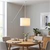 B·LED BARCELONA LED BARCELONA LED Lampada a Sospensione Grande Bianco in Plastica, Lampadario Classico e Moderno Stile Vintage di Lusso con Altezza Regolabile a Puleggia, Lampada da Soffitto E27 per Sala e Sala da Pranzo
