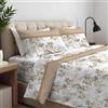 Clara Home Milano CLARA HOME Lenzuola Completo Letto Singolo 1 Piazza Colore Peonia Tortora, Lenzuola Elasticizzate per Tutte le Stagioni, Completo di Federe per Guanciali