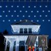 Aigostar Luci Natale Esterno Cascata Solari 3M+5M*0.4M 100 LED: Tenda Luminosa Natale Esterno Impermeabile IP65-8 Modos per Natalizie Finestra Balcone Patio Feste. Luce Bianca Fredda