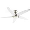 KLARSTEIN Bolero - Ventilatore da Soffitto e Lampada 2in1, Diametro Ventilatore:134cm, Luce, 55W di Potenza, Pale in Legno, Telecomando, 50 dB, 3 Velocità: Veloce, Media, Lenta, Bianco