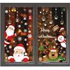 YULOONG Adesivi statici per finestre di Natale Rimovibili Vinile Babbo Natale Albero di Natale Pupazzo di neve Fiocco di neve Cervo Parete per porte e finestre Vetrina Adesivo per decalcomanie