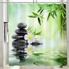 Vgzsyomqib Tenda Doccia Antimuffa Stoffa Impermeabile Zen Tende Doccia con Occhielli e Anelli Lavabile Lavatrice 120x200 cm Bamboo Tenda Vasca da Bagno Tessuto in Poliestere, Verde Nera