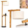 hofstein Lampada da terra Bassagoda, in legno/metallo/tessuto nei colori naturale/nero/beige/bianco, design scandinavo, Ø 35 cm, ripiano e interruttore a pedale, altezza 171,5 cm, 1 x E27, senza lampadina