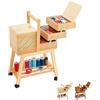 Paluplus Carrello Portacucito in Legno con Ruote, Misura 34x23x57 cm, Cestino a Scaletta a 3 Piani con 5 Scomparti per accessori cucito, sartoria e fai da te, Made in Italy -027F -5,4 (Naturale)