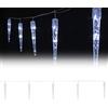 ECD Germany Catena Luminosa 20 LED a Forma di Ghiacciolo Bianco Freddo 5,7 m Cavo 5 m 8 Modalità Timer da Esterno IP44 Illuminazione Natalizia Decorazione di Natale per la Casa Balcone Terrazza