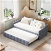BRILVERDE Sofà Letto Estraibile in Velluto con Tasche Laterali, Moderno Divano 2 Posti, Space Saving (Grigio, 90/180x200 cm)