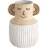 Baroni Home Vaso in Ceramica di Design con Volto, Soprammobile Moderno Dipinto a Mano, Vaso per piante da Interno o Esterno, Orecchioni, 15X14X17 cm