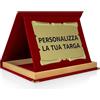 ATS Incisione Targhe & Timbri Targa Personalizzata con Astuccio in Velluto - Regalo per Premi, Laurea, Matrimonio - Made in Italy (Rosso con bordino in legno - Targa Pergamena Oro (28×23 cm))