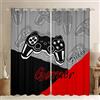 Loussiesd Tende per camera da letto per camera da letto, stanza dei giochi, gamepad, decorazione per la casa, per bambini, ragazzi e bambini, 2 pezzi, trattamento con occhielli, colore nero, rosso, grigio, 132