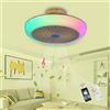 YUNZI RGB Ventilatore Da Soffitto Con Luce E Telecomando, Ventilatore Soffitto Con Luce Wifi Plafoniera Ventilatore Soffitto E Cassa Bluetooth Lampadario Con Ventilatore Da Soffitto 45CM,A