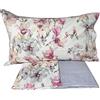 Mirabello Carrara Mirabello Completo Lenzuola letto Due piazze in fine Percalle di Cotone, Effetto copriletto con Doppia Balza Art. Elegant Flowers (Fondo Bianco 09B)