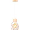 iDEGU Lampada a Sospensione Vintage E27 Plafoniera Industriale in Legno Metallo Gabbia Lampada da Soffitto Retrò Lampadario a Sospensione per Cameretta Cucina Salotto Sala da Pranzo (Oro Rosa, Legno)