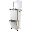 KITCHEN MOVE Pattumiera di Tri Selettivo per Riciclaggio 45L VALORIS a Pedale con Ruote e Maniglia - Doppio Scomparto 30L + 15L Dimensioni 48,5 x 33,4 x 79 cm