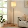 lux.pro Lampada da Terra Piantana a Stelo Diritto con Paralume Cilindrico Lampada da Lettura Alta 157 cm Design Elegante per Soggiorno Salotto - Effetto Ottone/color Lino