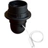Tibelec 823020 - Portalampada, corpo semi-filettato, interruttore a cordoncino, ghiera E27, colore: nero