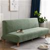 SUIOKPO Copridivano Senza Braccioli 3 Posti Elasticizzato Copridivano AntiGraffio Gatto Copridivano Futon Jacquard Tinta Unita Lavabile, Clic Clac per Soggiorno Casa,Light Green