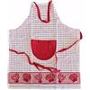 Russo Tessuti Grembiule Parananza Casacca Spugna Cotone Tascone Colori Vari Casa Cucina -Rosso