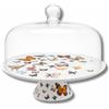LEONARDO LUXURY HOME DESIGN Alzata Torta Porcellana Bianca Ø 31 cm con Cupola Vetro Decorazione Farfalle Piatto Porta Dolci con Campana Ideale Crostate Biscotti Dessert (Decorazione Farfalle Grande)