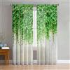 Odot Tende Soggiorno Semi Trasparenti,Motivo Foglia 3D Tenda Voile con Tasca per Asta 2 Pannelli Filtranti Finestra Moderna per Camera da Letto Cucina Balcone (Vite,132x182cm)