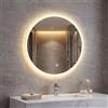 COSTWAY Specchio Rotondo con Luce 60 cm, Specchio Retroilluminato Bagno con 3 Colori Luce, Antideflagrante, Antiappannamento, Luminosità Regolabile, IP44, Memoria e Vetro Temperato HD (60 x 60 cm)