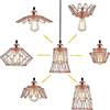 Mengjay E27 Vintage Industriale Sospensione Lampada Gabbia Lampada a Soffitto in Metallo,Creativo Lampadario a Soffitto Sospensione Geometrico Deformabile Regolabile Gabbia Pieghevole (Oro rosa)