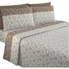 MAXIME MAISON - Completo Lenzuola Flanella Una Piazza e Mezza Francese in Cotone Stampate, Set Lenzuola Invernali con Fantasia Elegante (Garden Tortora)