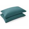 Corredocasa Coppia Federe Percalle 100% Puro Cotone per Cuscino Letto, Morbidezza Effetto Seta con Qualità Superiore, Made in Italy, Copricuscino Letto Chiusura a 3 volani (Smeraldo)