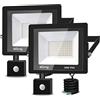 Blivrig 50W Faretto LED per Esterno con Sensore di Movimento，5000LM Faro LED Esterno IP66 Impermeabile LED Esterno Bianco Caldo 3500K per Giardino, Corridoio, Illuminazione Interna ed Esterna, 2 pezzi