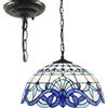 Generic Lampada a Sospensione Tiffany di Grandi Dimensioni, 16 Pollici di Larghezza, in Stile Barocco, in Vetro colorato, Lampada a Sospensione Vintage per Isola Cucina, Studio, Sala da Pranzo, Corr