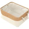 Anevous Scatola portaoggetti pieghevole in tessuto, 41 x 32 x 20 cm, con corda di cotone, per giocattoli, scaffali, vestiti, guardaroba, beige