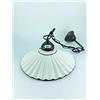 arterameferro Lampadario a sospensione in ottone con catena e piatto ceramica ondulata 30 cm MARRONE