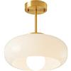 SANGPAO Decorazione della Casa Plafoniera in Vetro Latte Oro Plafoniera Bianca Crema Nordica Plafoniera per Corridoio A Incasso Lampadario A Soffitto Vintage di metà Secolo per Cucina Sala da Pranzo