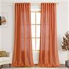 Nanspring Tende in lino arancioni extra lunghe 366 cm, per soggiorno, con linguette posteriori, filtraggio della luce, tende semi velate moderne in stile rustico con decorazione costiera in cotone testurizzato